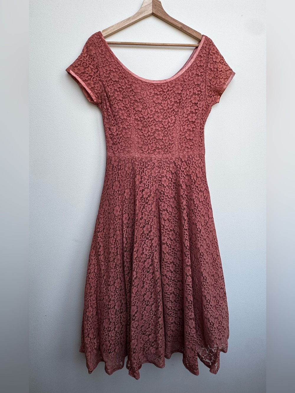 Vintage Lace Fit & Flare Dress in Dusty Rose